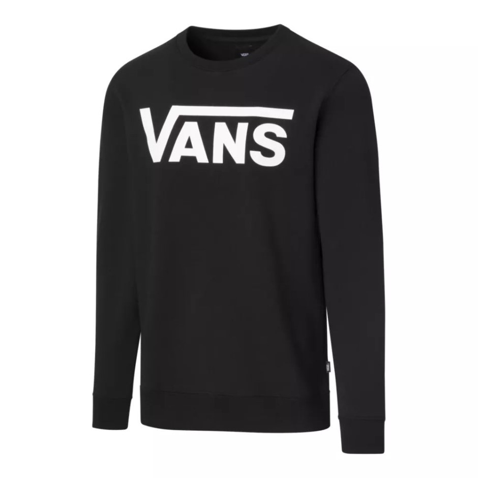Tandar Men's Classic Crew II פליס שרוול ארוך - שחור/לבן שחור לבן