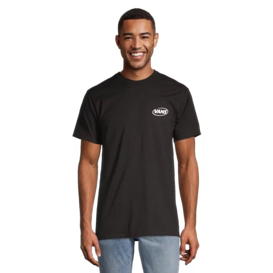 Vans גברים Hi Def Commerica חולצת טריקו שרוולים קצרים כותנה שחורה