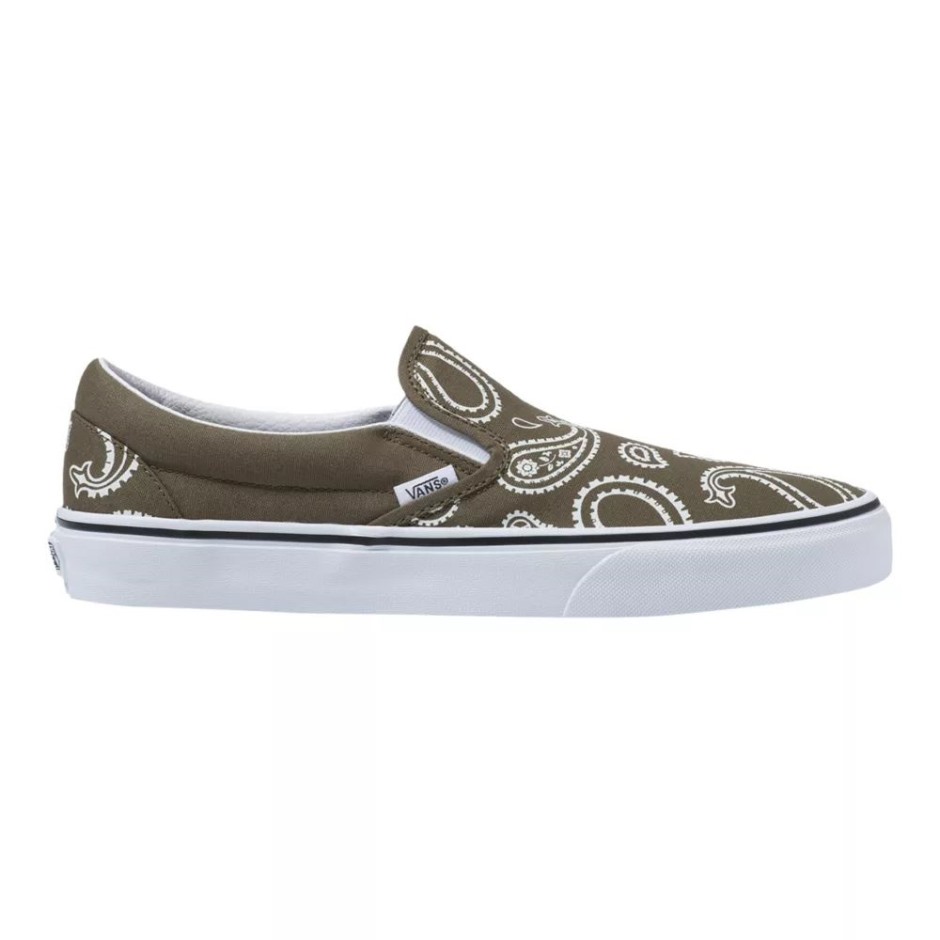 Vans גברים שלום פייזלי נעלי סקייט קלאסיות סניקרס נעלי ספורט נמוך עלה ענבים-לבן