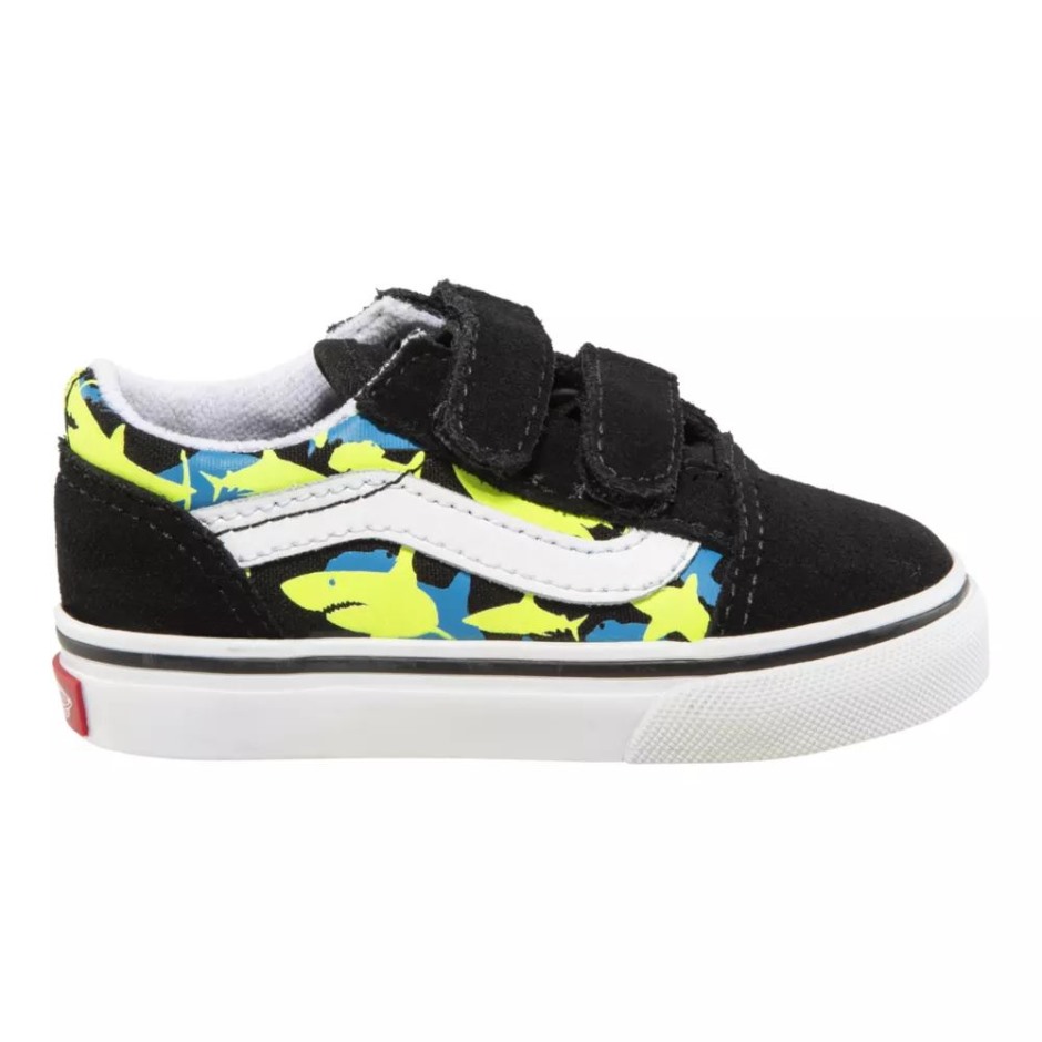 Vans Toddler' Old School V נעלי סקייט שחור-בטיחות צהוב