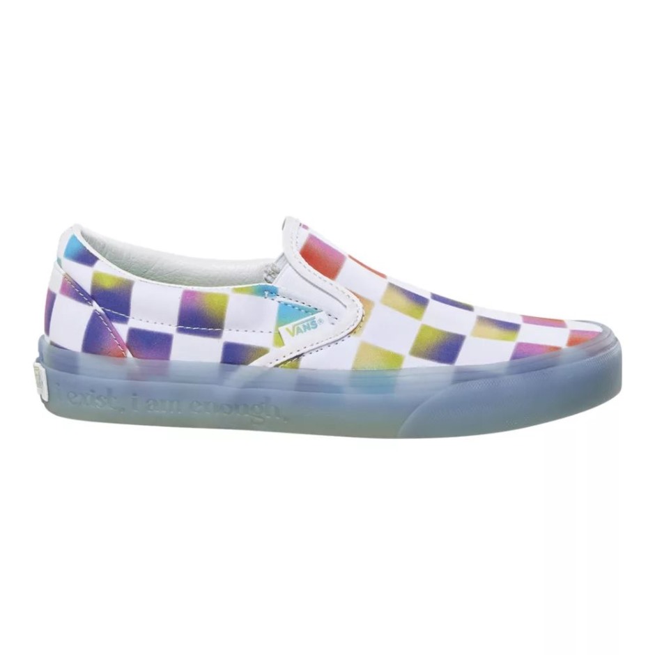 Vans נשים קלאסיות Slip On טיפוח טיפוח החלקה נעלי סקייט רך סימון כחול