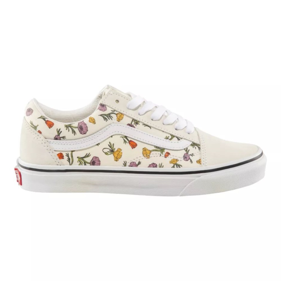 Vans נשים אולד סקול סניקרס נעלי סניקרס חלק עליון נמוך להחליק על לבן פשתן נושם