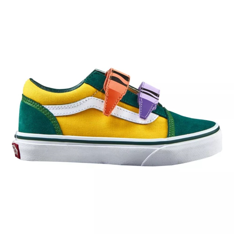 Vans X Crayola Kids' Old School V נעלי סקייט נעלי סניקרס קריולה לבנים מחוץ לקופסה