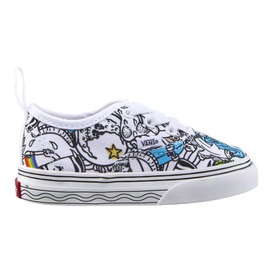 Vans X Crayola לפעוטות נעלי תחרה אלסטיות אותנטיות אותנטיות לילדים בעצמך, ציור בדרך שלך
