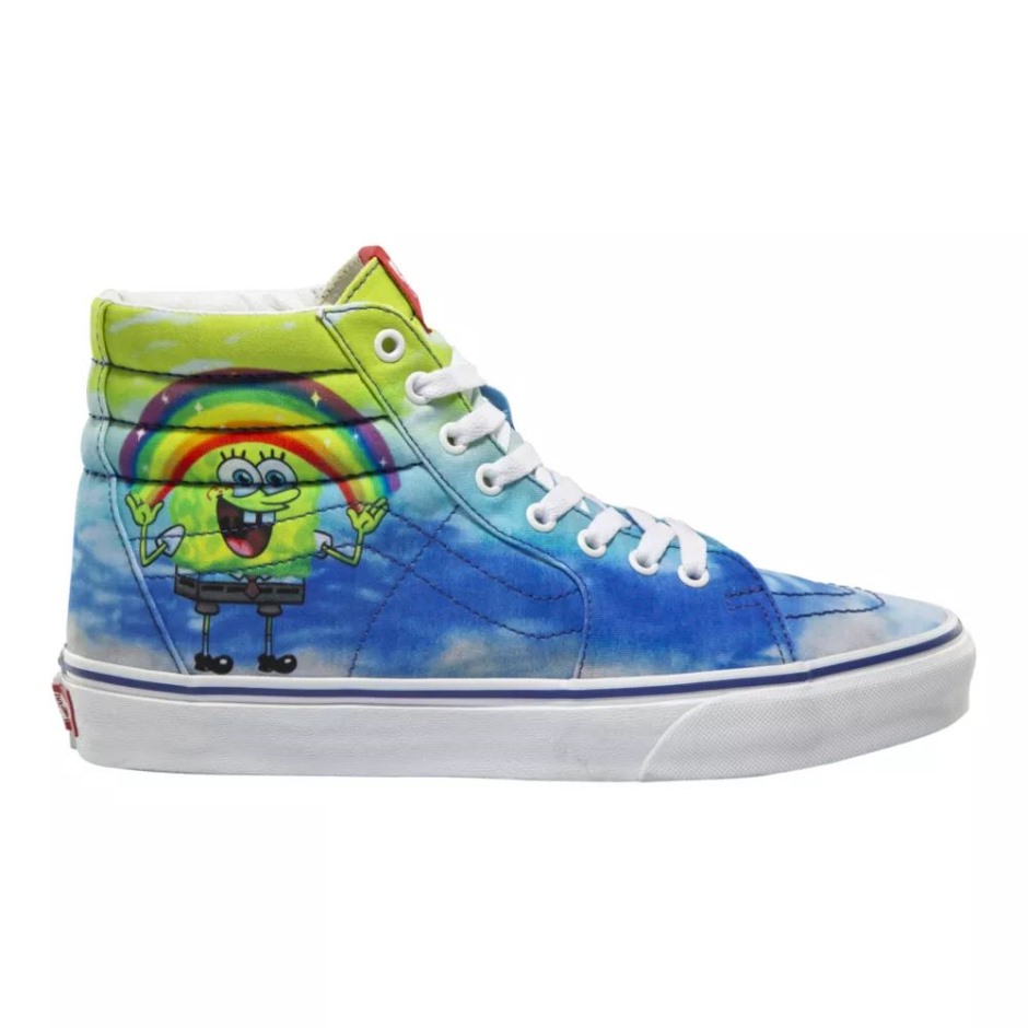 Vans X בובספוג Nelli סקייט גברים Sk8-hi כחול-לבן