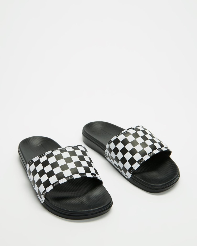 Vans La Costa Checker Slide-on - יוניסקס אמיתי לבן-שחור