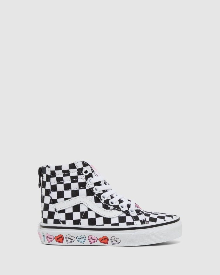 Vans Sk8-hi Zip סוכריות לבבות שחור ולבן