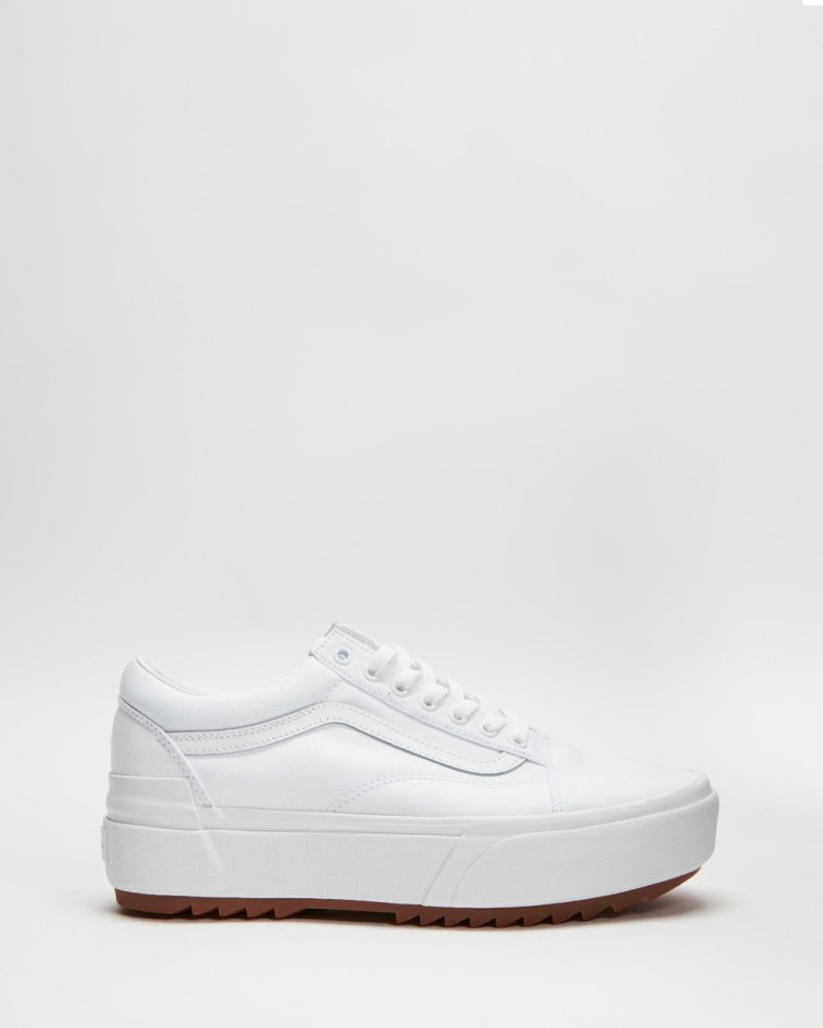 Vans Old School Stacked (קנבס) - לבן לבן למיניהם
