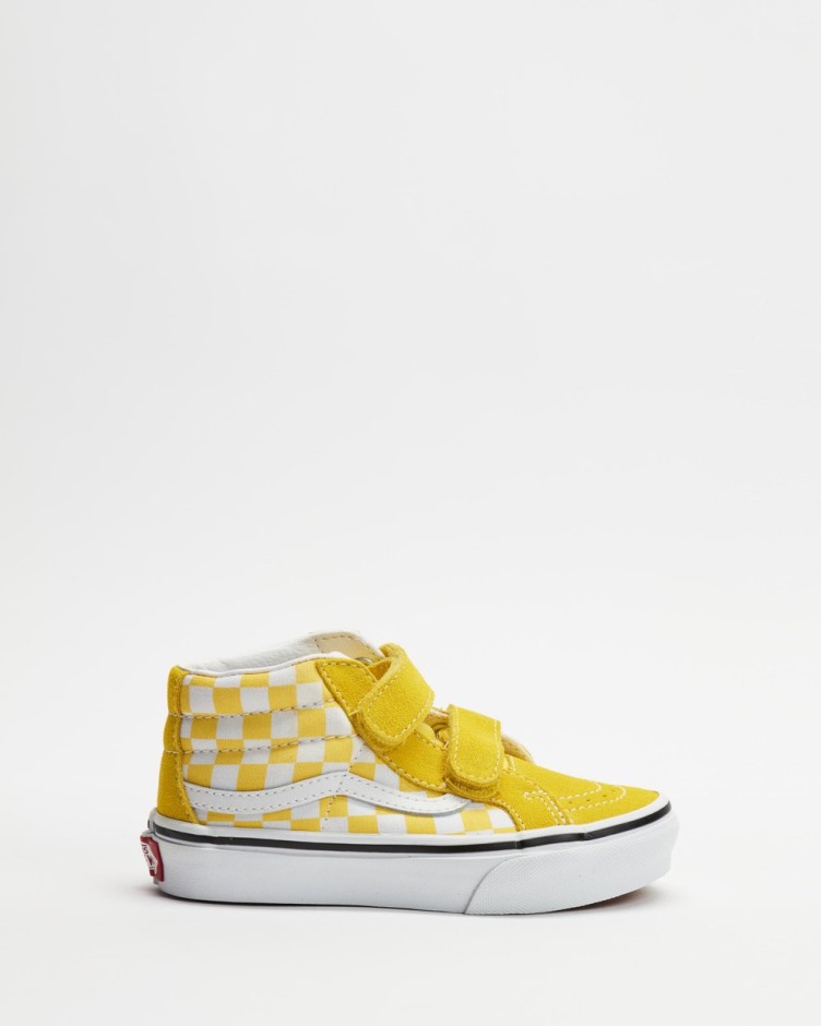 Vans Velcro Sk8-mid Resution נעלי ספורט דמקה - ילדים בוהקים צהוב-לבן אמיתי
