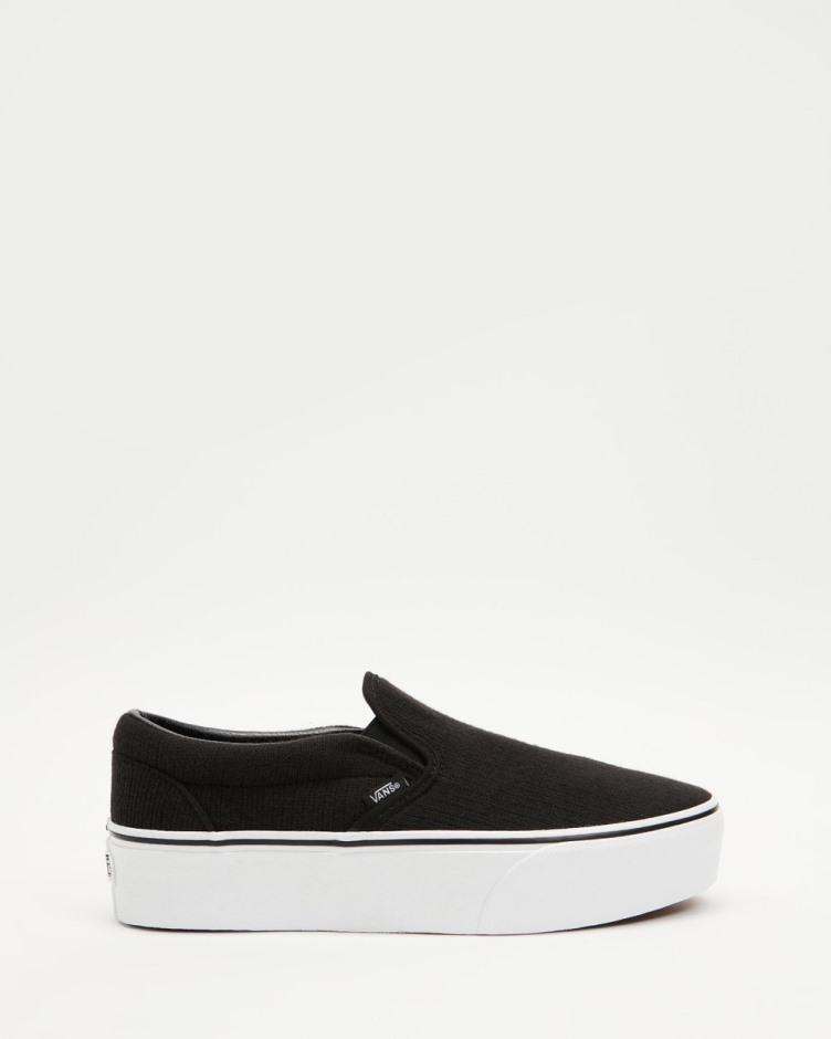 Vans Classic Slip-on Stackform - יוניסקס שחור-לבן אמיתי