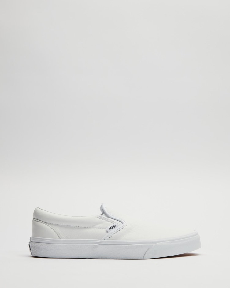 Vans עור סליפ-און קלאסי - מונו לבן יוניסקס